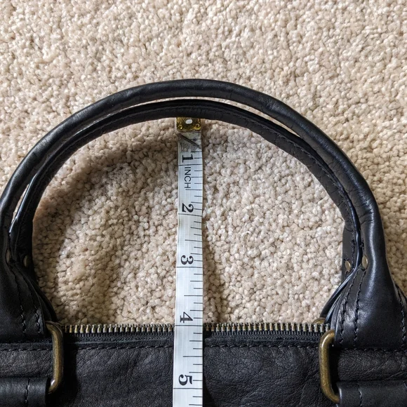 American Leather Co. Jamestown Black Double Top Handle Shoulder Crossbody Bag - Picture 13 of 16